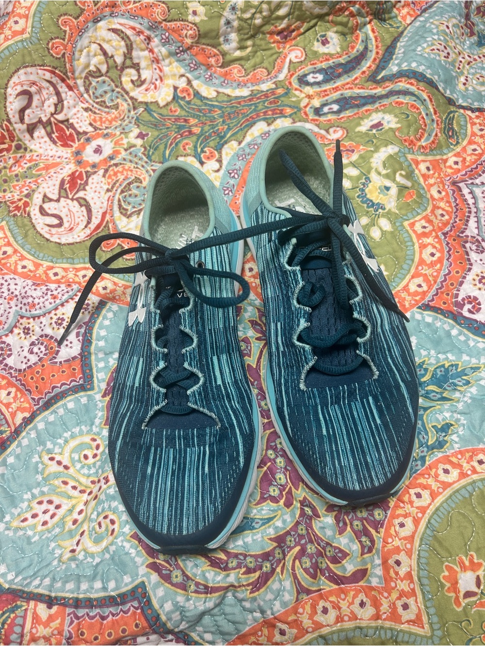 Under Armor Women's Teal and Dark Blue Running Sneakers
